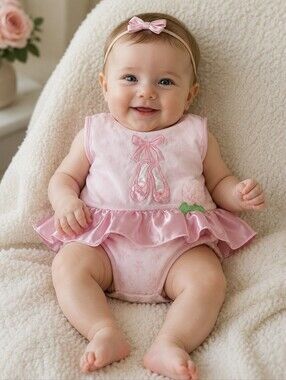 Rococo 18M Pink Ballerina Onesie & Tutu Smock Set | 2-Piece